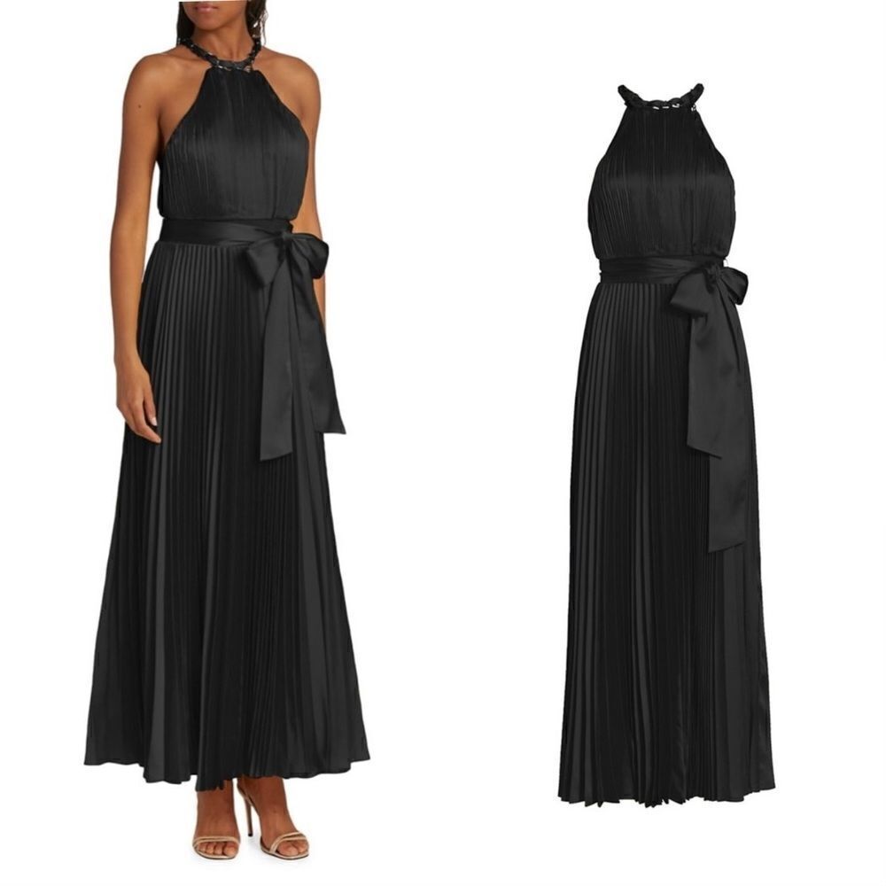 Alice + Olivia $660 Alycia Pleated Halter Dress Gown